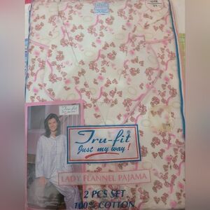 Tru-Fit Vintage Floral Flannel Plus Size Pajama Set 4X 100% Cotton. Brand New!